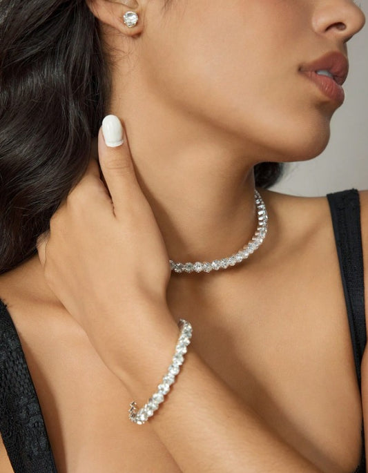 Radiant Sparkle Jewelry Set – Necklace, Bracelet & Stud Earrings